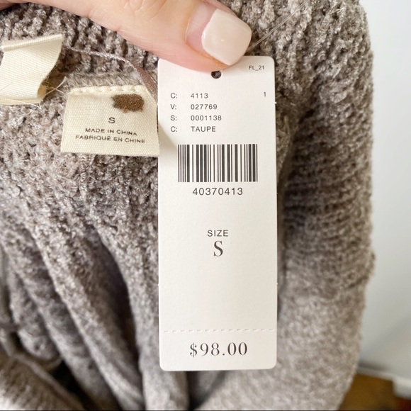 NWT Anthropologie Moth Taupe Chenille Lucerne Cowl Neck Sweater Small - Picture 14 of 15